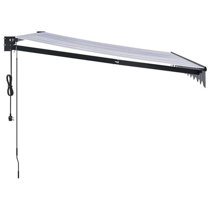 vidaXL Store banne manuel Bleu et blanc 3,5x2,5 m