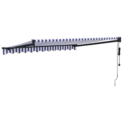 vidaXL Store banne manuel Bleu et blanc 3,5x2,5 m