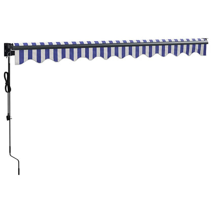 vidaXL Store banne manuel Bleu et blanc 3,5x2,5 m