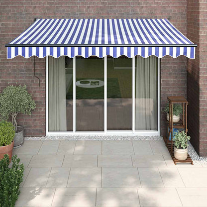 vidaXL Store banne manuel Bleu et blanc 3,5x2,5 m