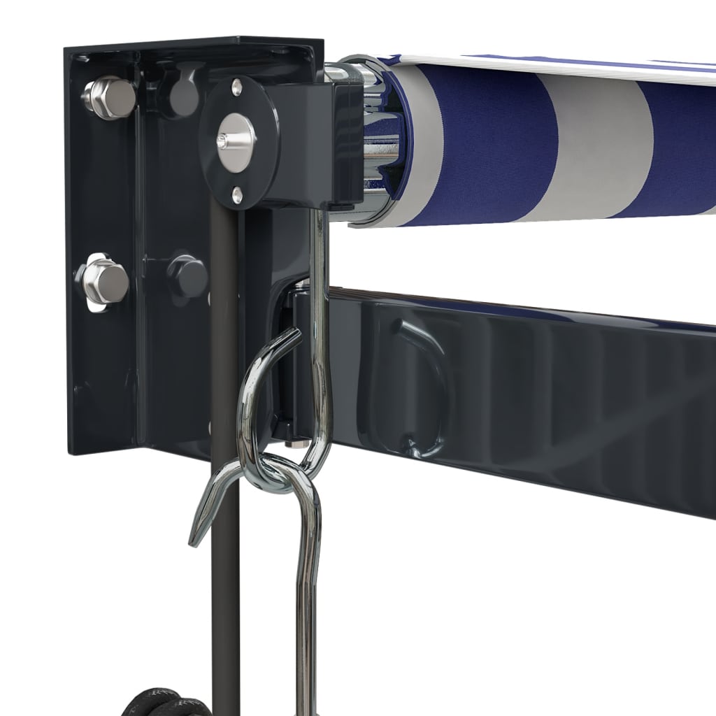 vidaXL Elektrische Markise mit Kurbel Blau und Weiß 4,5x3 m
