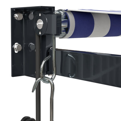 vidaXL Elektrische Markise mit Kurbel Blau und Weiß 4,5x3 m
