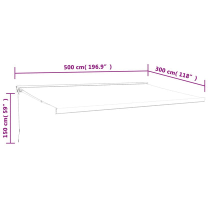 vidaXL Markise Einziehbar Creme 5x3 m Stoff und Aluminium