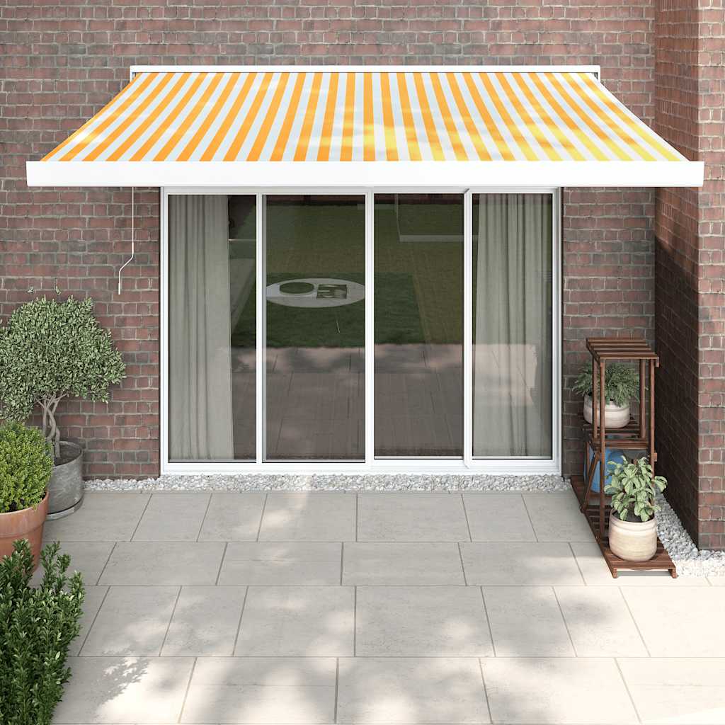 vidaXL Auvent rétractable jaune et blanc 3,5x2,5 m Tissu et aluminium