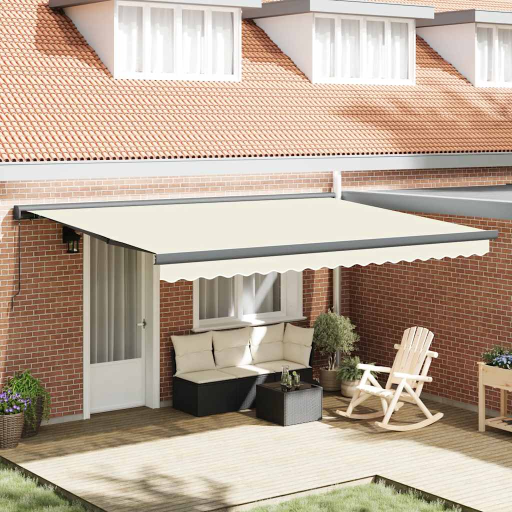 vidaXL Markise Einziehbar Creme 4x3 m Stoff und Aluminium