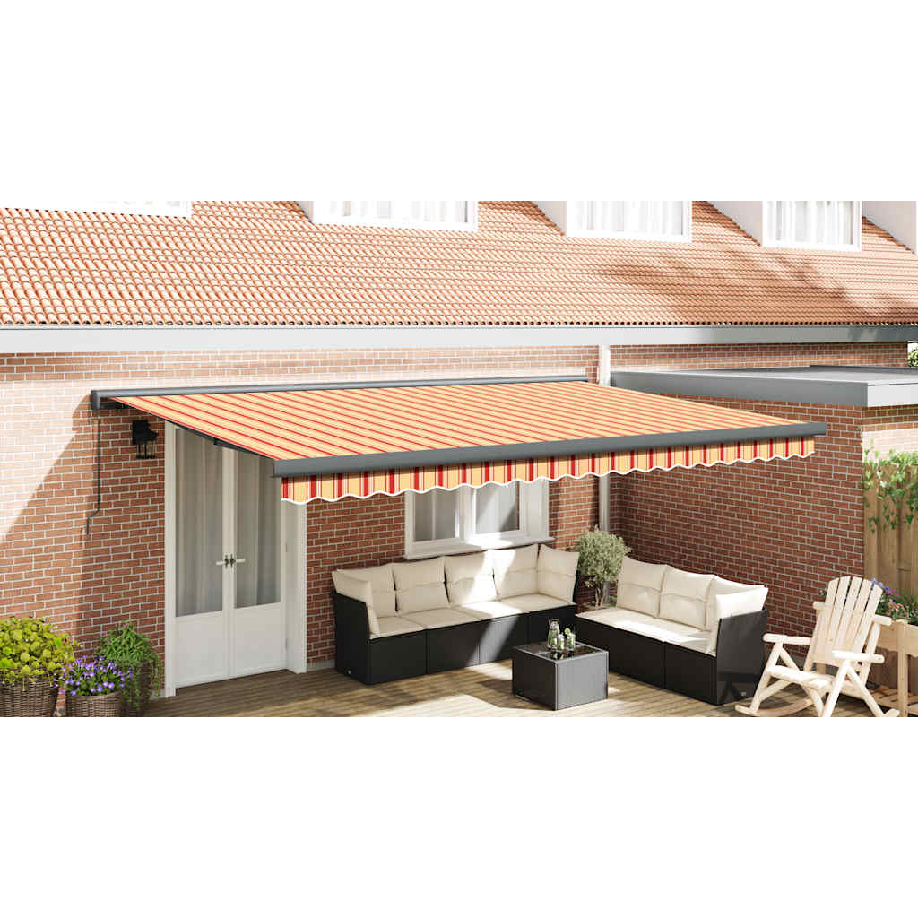 vidaXL Markise Einziehbar Gelb und Weiß 4,5x3 m Stoff und Aluminium