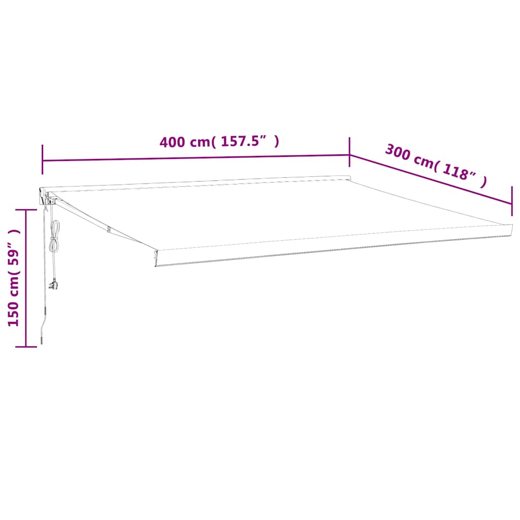 vidaXL Markise Einziehbar Blau und Weiß 4x3 m Stoff und Aluminium