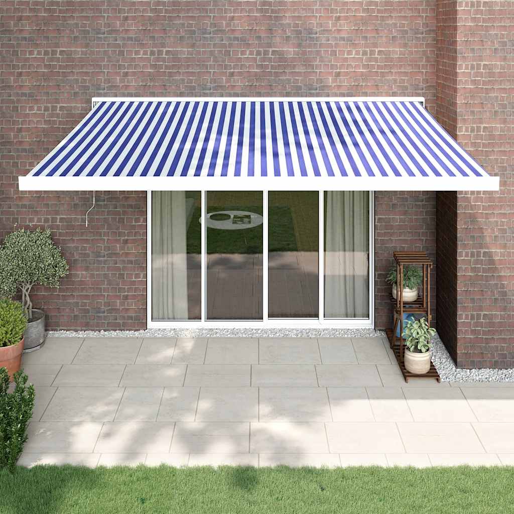 vidaXL Markise Einziehbar Blau und Weiß 4x3 m Stoff und Aluminium