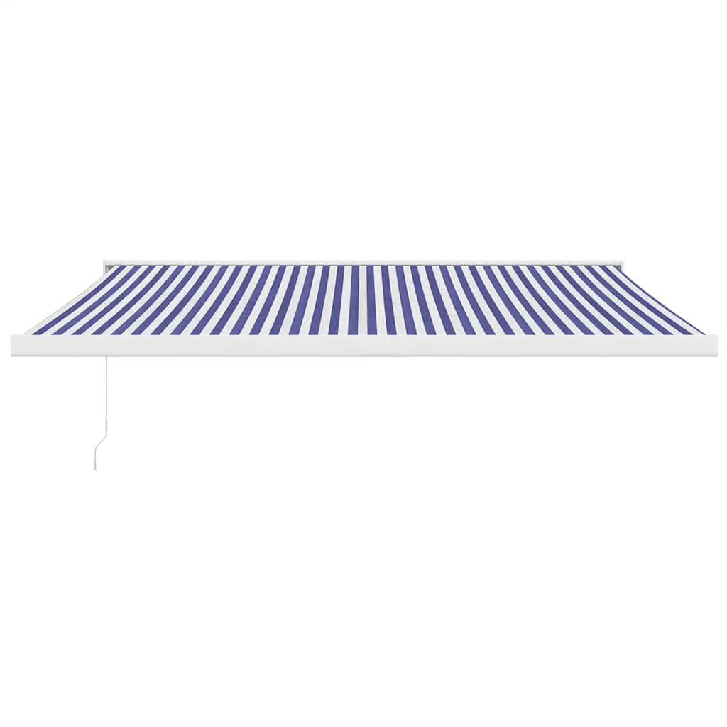 vidaXL Auvent rétractable bleu et blanc 4,5x3 m en tissu et aluminium