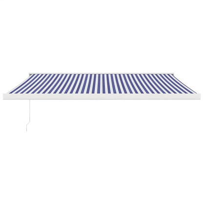 vidaXL Auvent rétractable bleu et blanc 4,5x3 m en tissu et aluminium