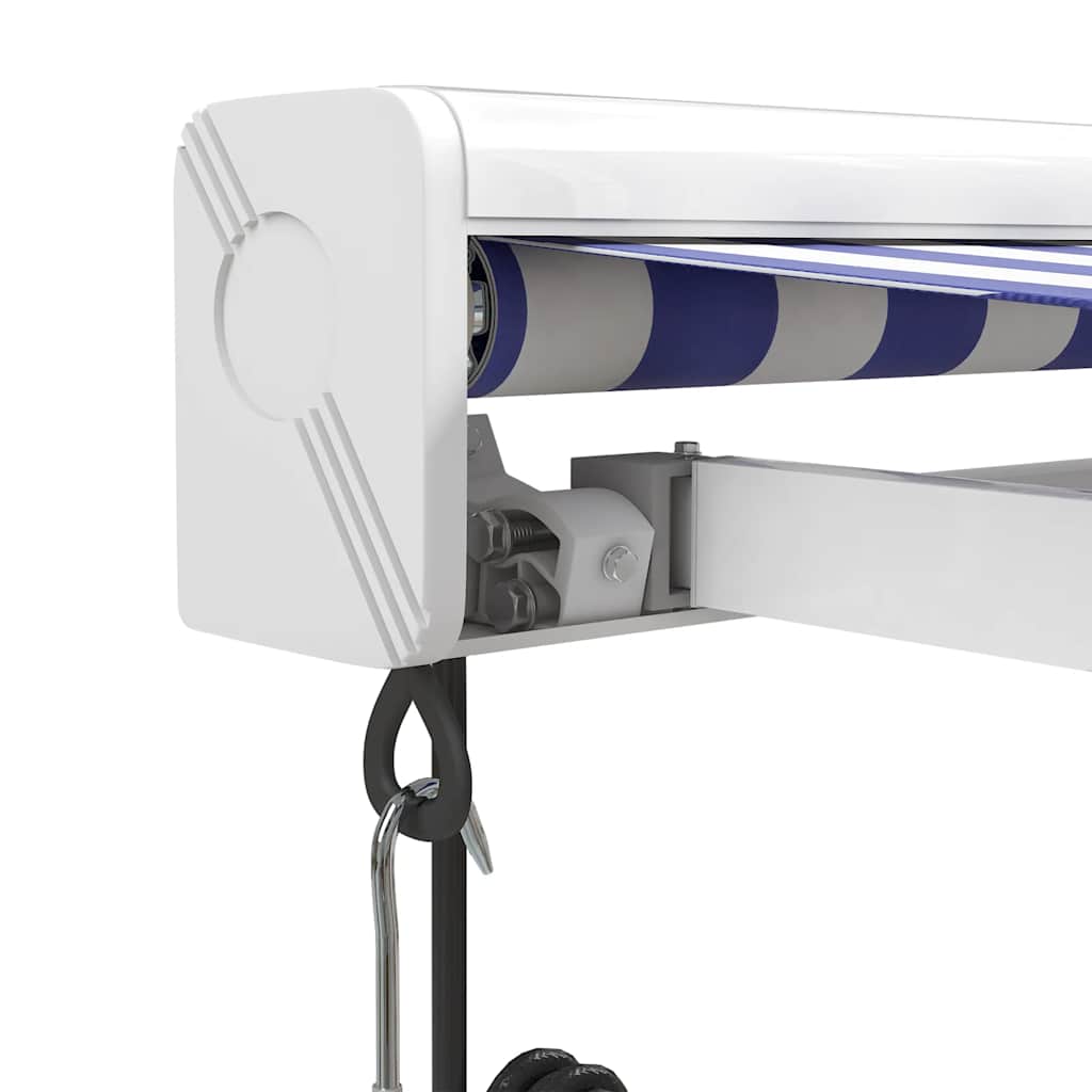 vidaXL Auvent rétractable bleu et blanc 4,5x3 m en tissu et aluminium
