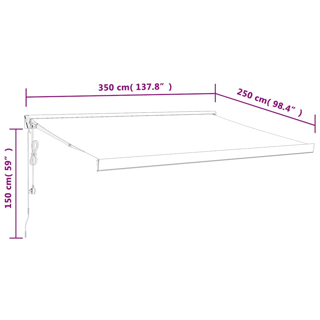 vidaXL Auvent rétractable jaune et blanc 3,5x2,5 m Tissu et aluminium