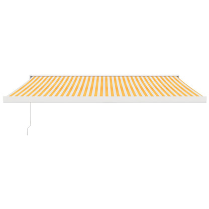 vidaXL Auvent rétractable jaune et blanc 4,5x3 m en tissu et aluminium