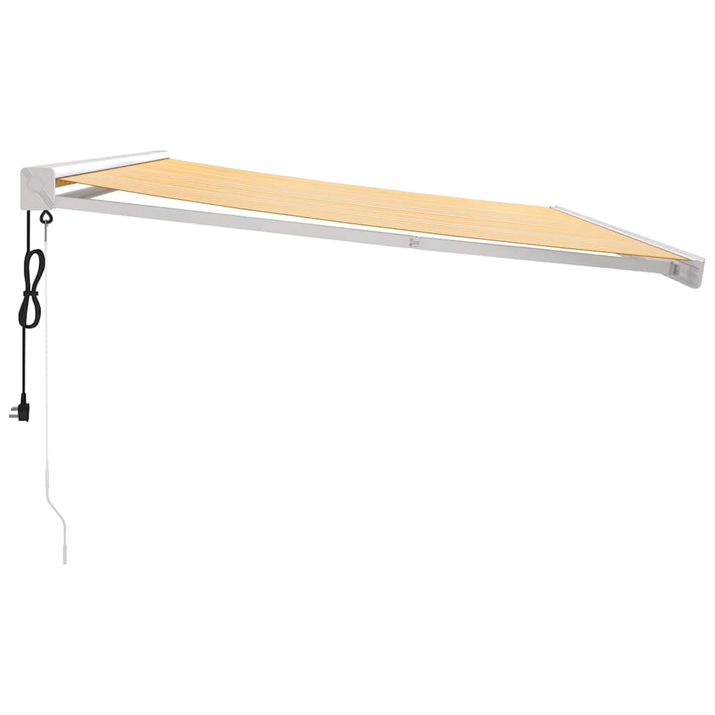 vidaXL Auvent rétractable jaune et blanc 4,5x3 m en tissu et aluminium