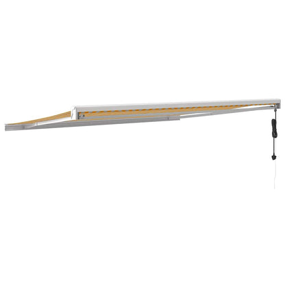 vidaXL Auvent rétractable jaune et blanc 4,5x3 m en tissu et aluminium