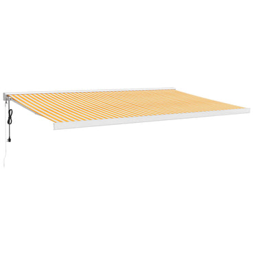 vidaXL Auvent rétractable jaune et blanc 5x3 m en tissu et aluminium