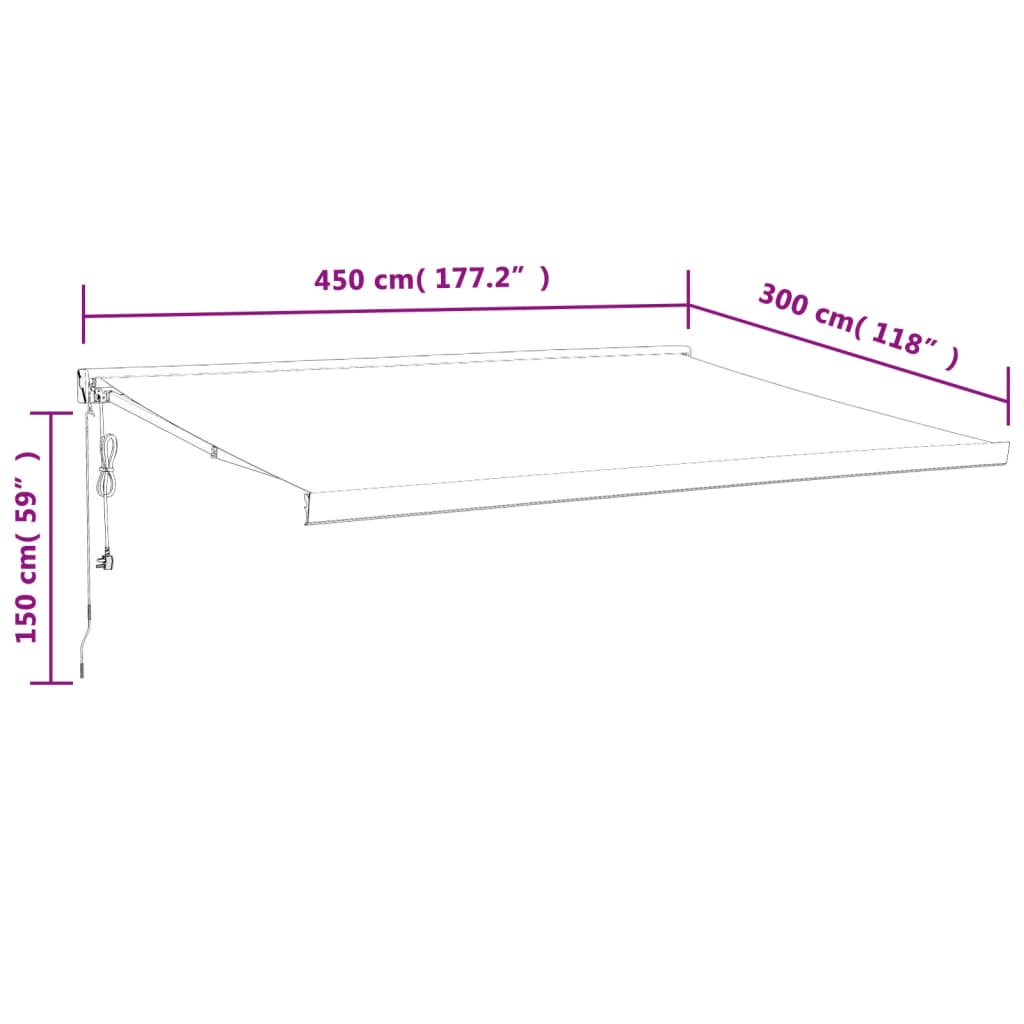 Store banne rétractable vidaXL anthracite 4,5x3 m en tissu et aluminium