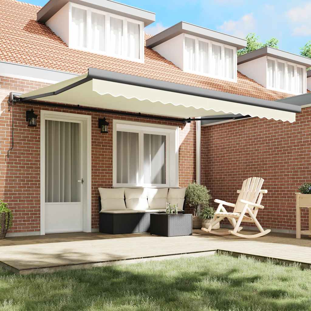 vidaXL Markise Einziehbar Creme 4x3 m Stoff und Aluminium