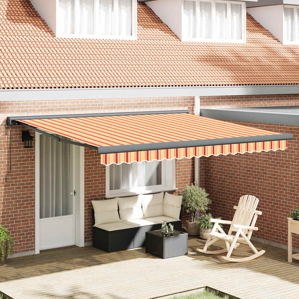 vidaXL Markise Einziehbar Gelb und Weiß 4x3 m Stoff und Aluminium