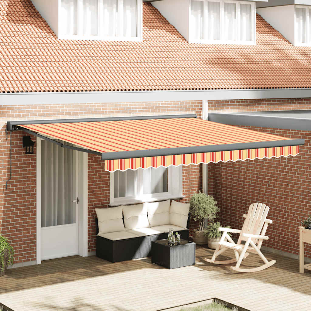 vidaXL Markise Einziehbar Gelb und Weiß 4,5x3 m Stoff und Aluminium