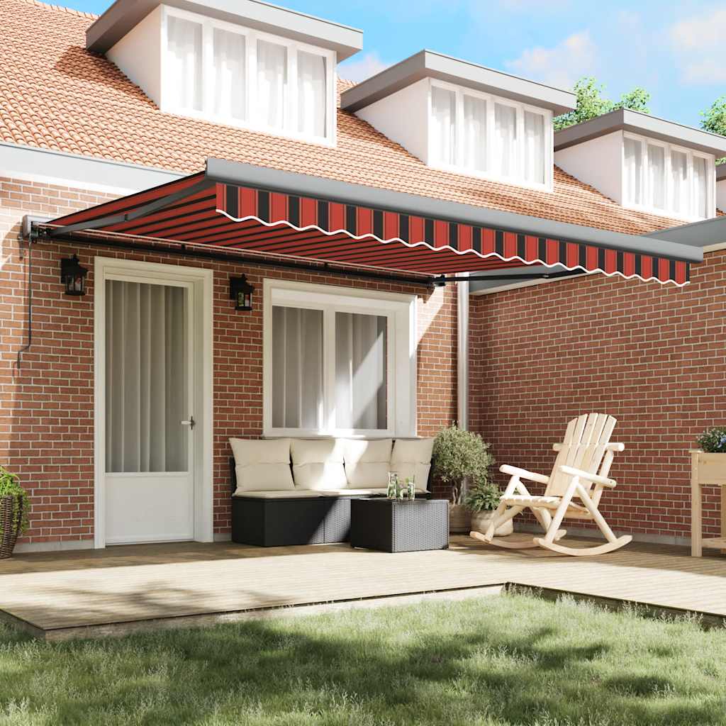 Markise Einziehbar Orange und Braun 4x3 m Stoff & Aluminium