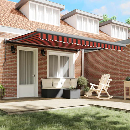 Markise Einziehbar Orange und Braun 4x3 m Stoff & Aluminium