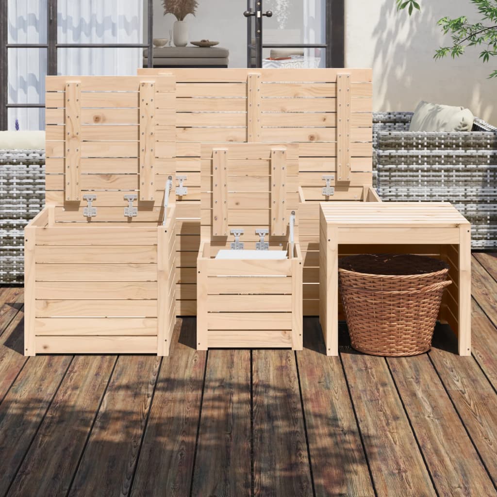 vidaXL Lot de 4 coffres de jardin en pin massif