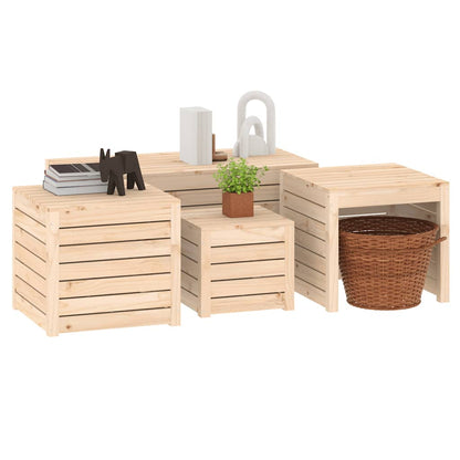vidaXL Lot de 4 coffres de jardin en pin massif