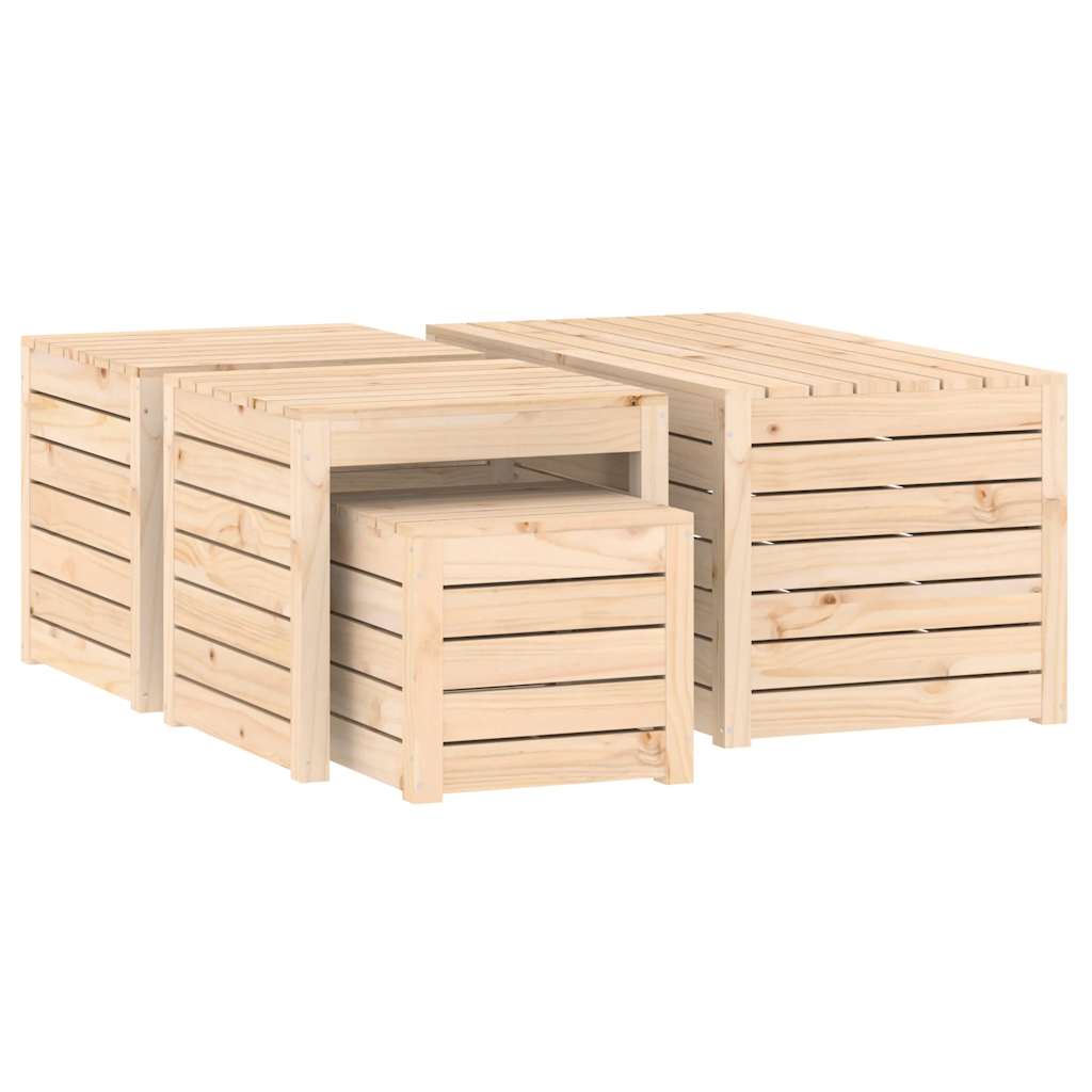 vidaXL Lot de 4 coffres de jardin en pin massif
