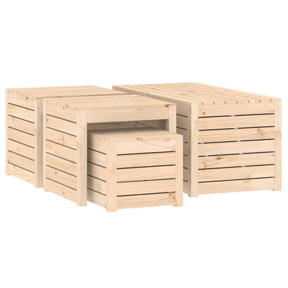 vidaXL Lot de 4 coffres de jardin en pin massif