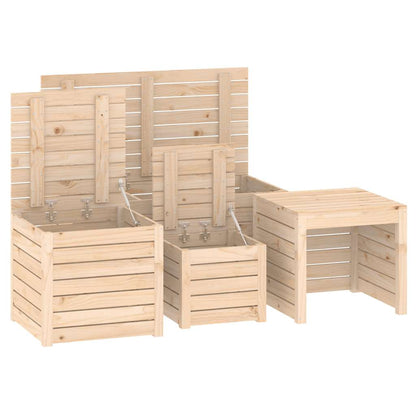 vidaXL Lot de 4 coffres de jardin en pin massif