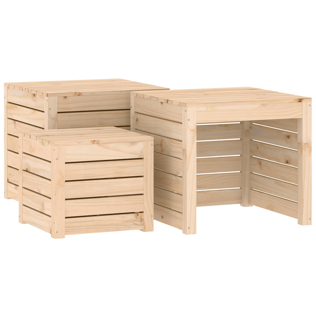 vidaXL Lot de 4 coffres de jardin en pin massif