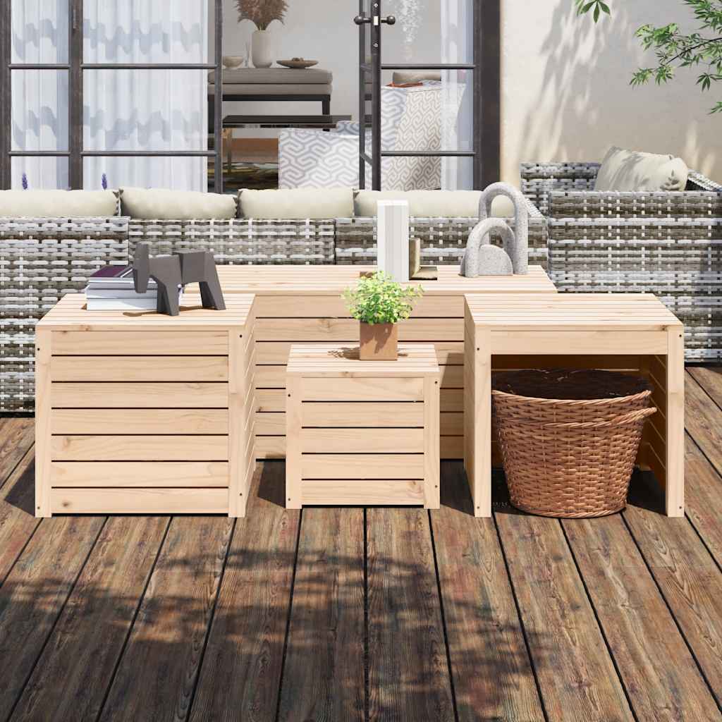 vidaXL Lot de 4 coffres de jardin en pin massif
