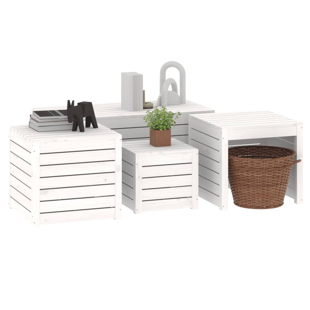 vidaXL 4-tlg. Gartenbox-Set Weiß Massivholz Kiefer
