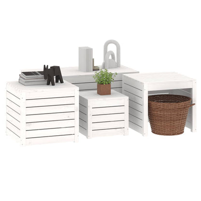 vidaXL 4-tlg. Gartenbox-Set Weiß Massivholz Kiefer