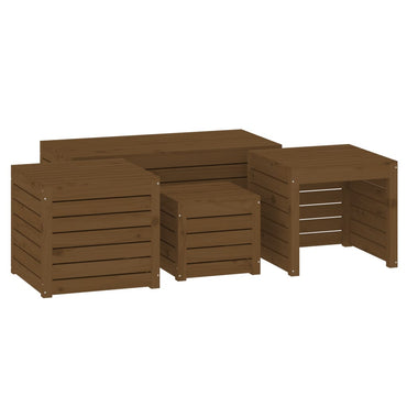vidaXL Ensemble de 4 coffres de jardin marron miel en pin massif