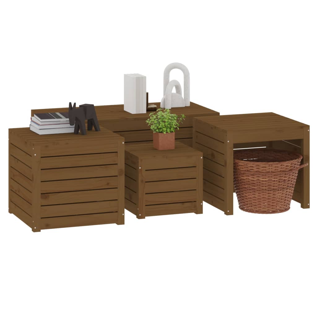 vidaXL 4-tlg. Gartenbox-Set Honigbraun Massivholz Kiefer