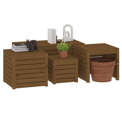 vidaXL 4-tlg. Gartenbox-Set Honigbraun Massivholz Kiefer