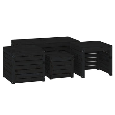 vidaXL Lot de 4 coffres de jardin en bois de pin massif noir