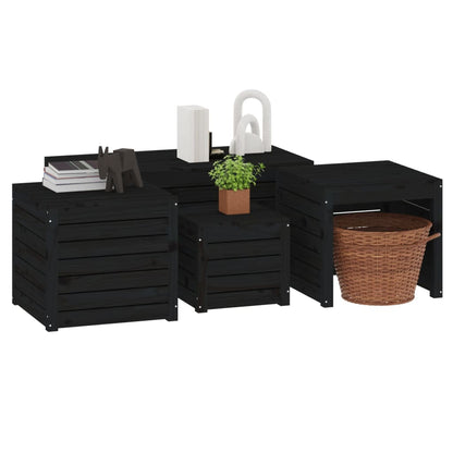 vidaXL 4-tlg. Gartenbox-Set Schwarz Massivholz Kiefer