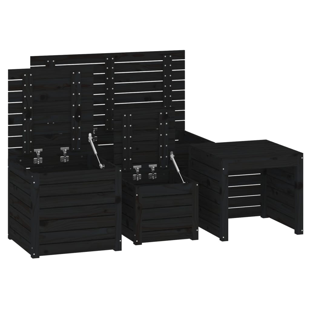 vidaXL 4-tlg. Gartenbox-Set Schwarz Massivholz Kiefer