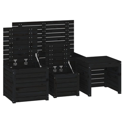 vidaXL 4-tlg. Gartenbox-Set Schwarz Massivholz Kiefer