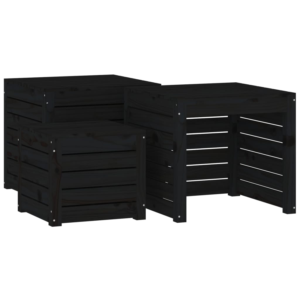 vidaXL 4-tlg. Gartenbox-Set Schwarz Massivholz Kiefer
