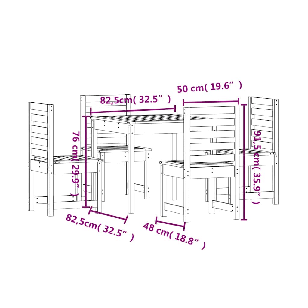 vidaXL Ensemble de salle à manger de jardin 5 pcs Bois de douglas massif