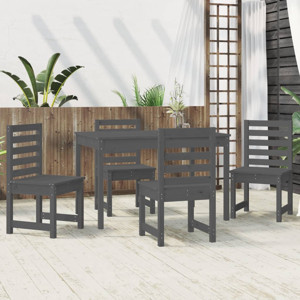 vidaXL 5-tlg. Garten-Essgruppe Grau Massivholz Kiefer