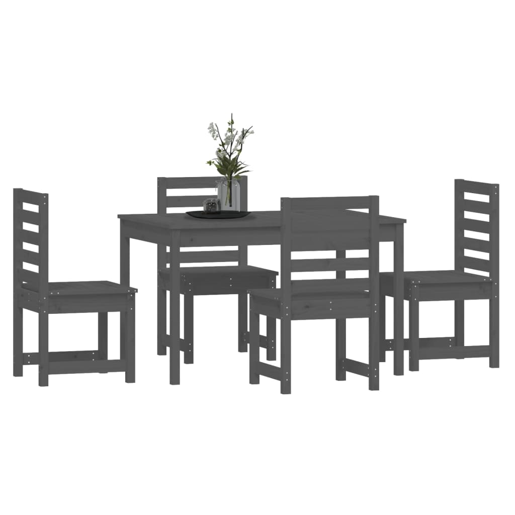 vidaXL 5-tlg. Garten-Essgruppe Grau Massivholz Kiefer