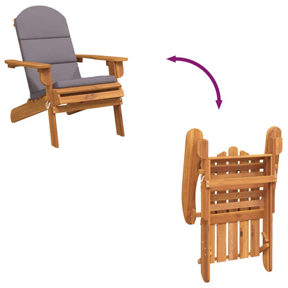 vidaXL Chaise de jardin Adirondack avec coussin Bois d'acacia massif