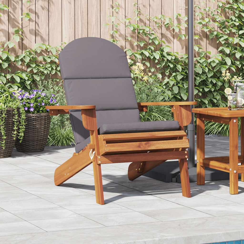 vidaXL Chaise de jardin Adirondack avec coussin Bois d'acacia massif