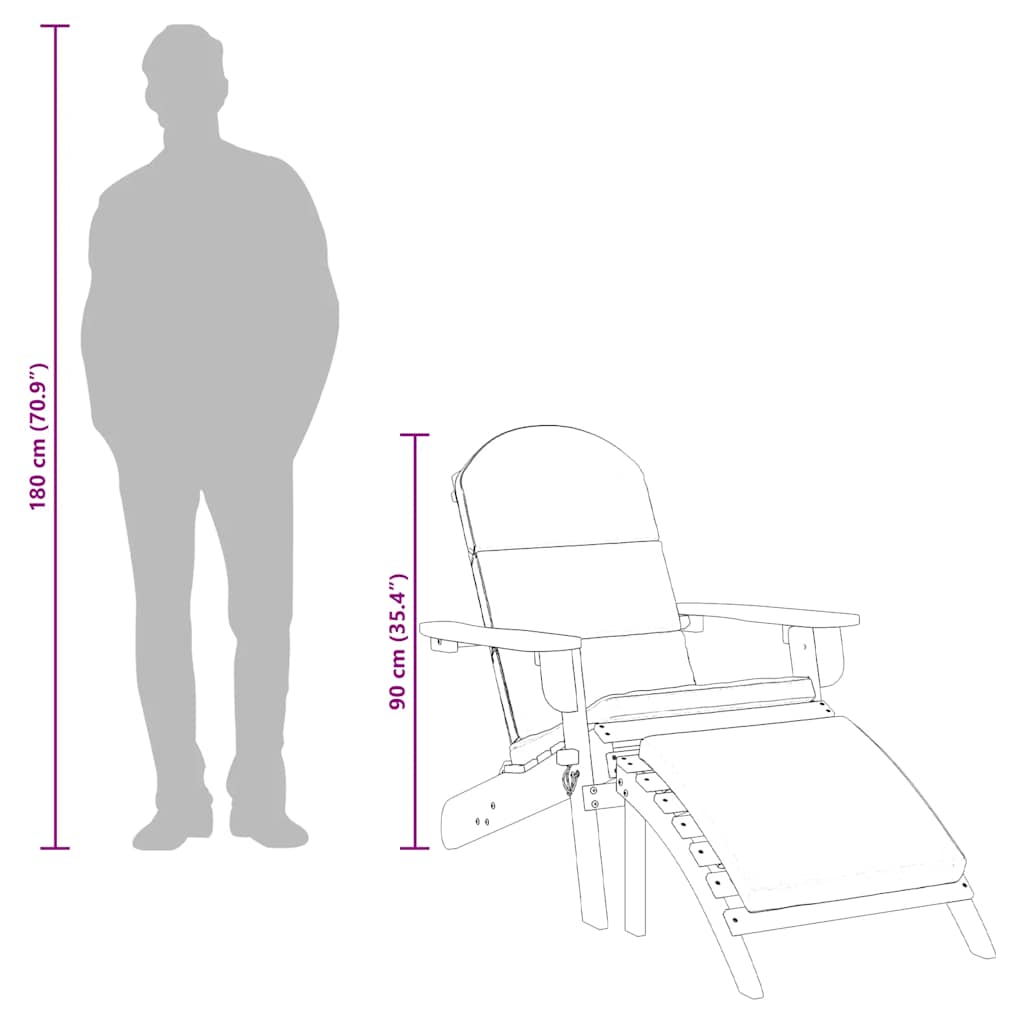 vidaXL Chaise de jardin Adirondack avec repose-pieds Bois d'acacia massif