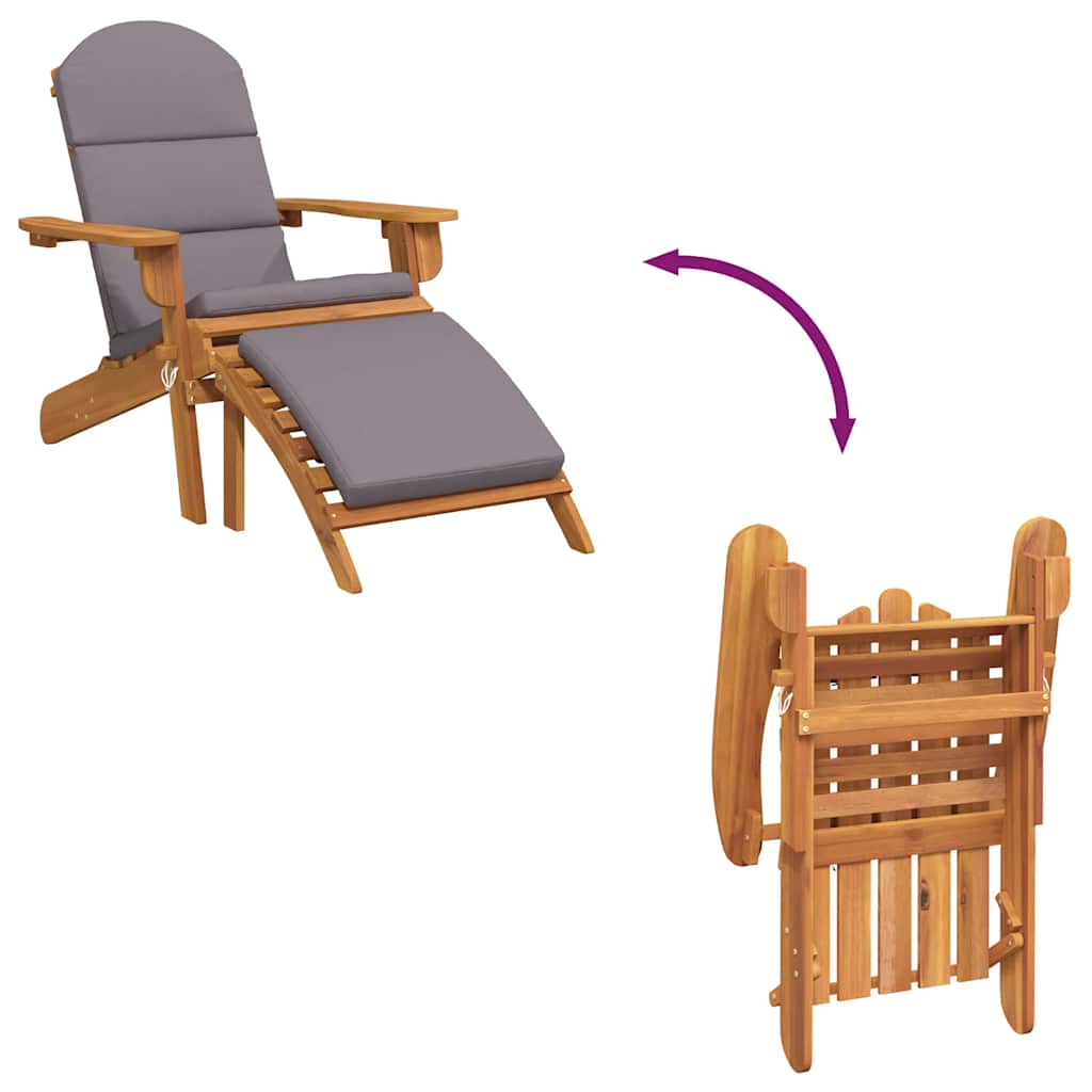 vidaXL Chaise de jardin Adirondack avec repose-pieds Bois d'acacia massif